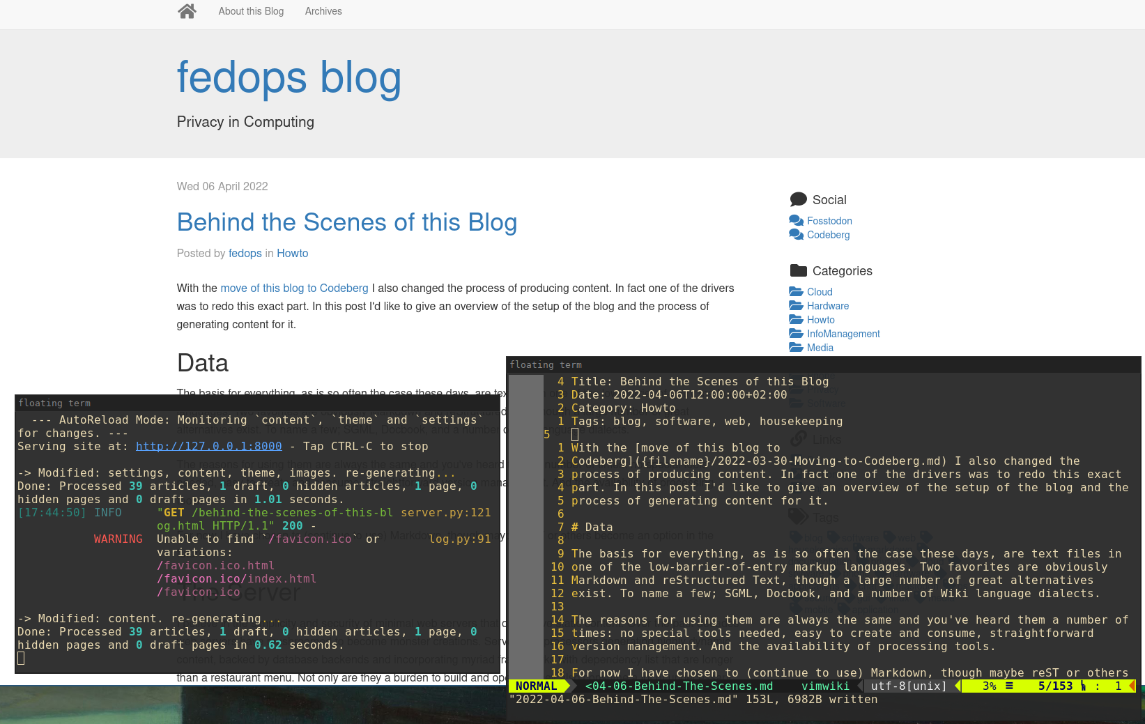 editing and displaying a blog page
